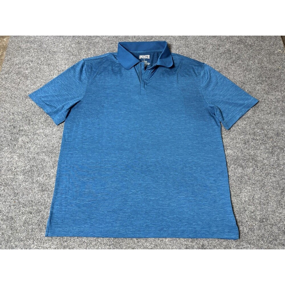 Duluth Trading Co Polo Shirt Mens L Blue 100% Polyester 1/4 Zip Knit Tagless